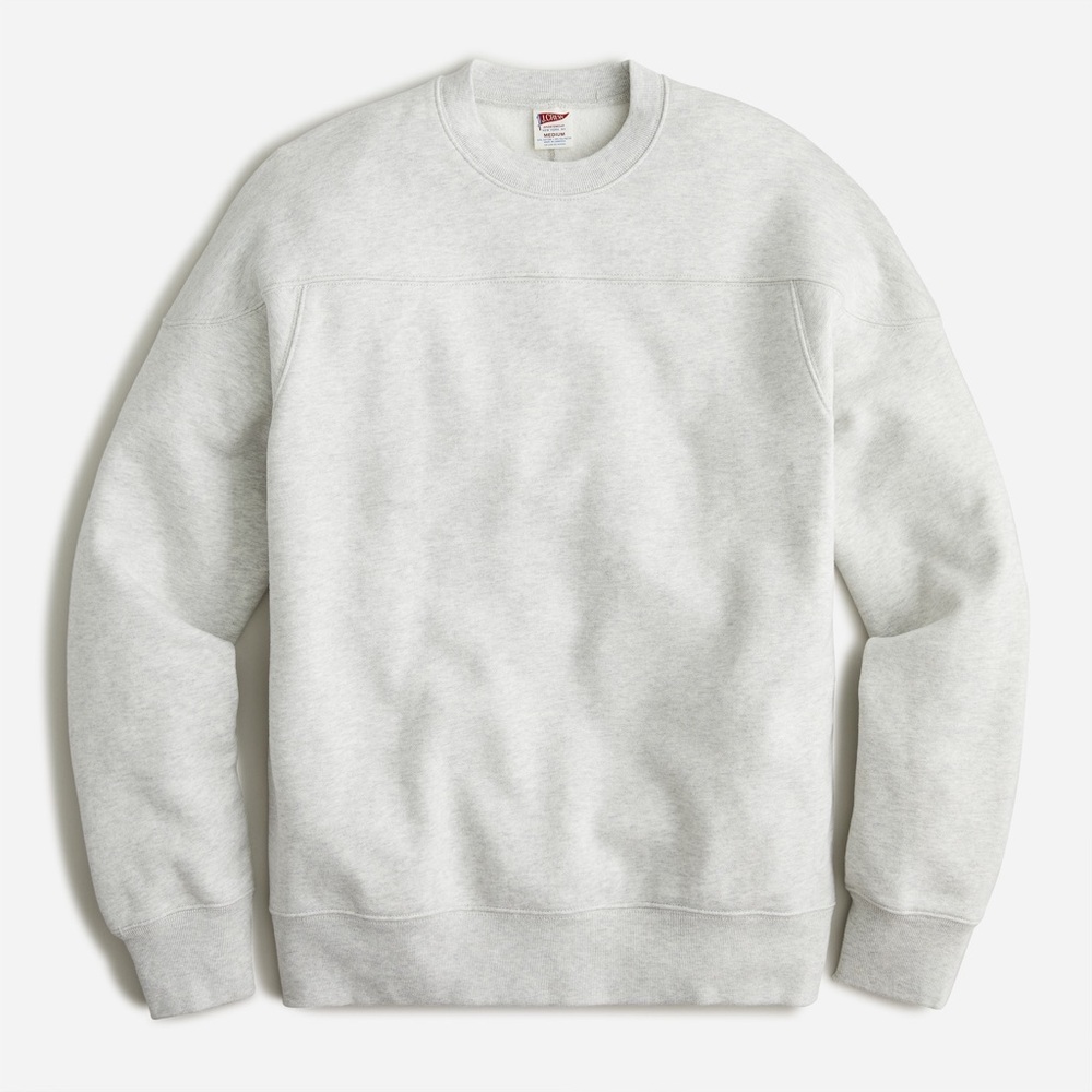 J. Crew Heritage 14oz. Fleece Football Sweatshirt | Light Grey | Men’s Medium - Picture 3 of 3